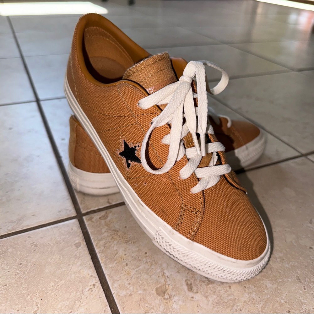 Converse One Star- Khaki/Canvas/Orange Colored⭐️ Unisex US Women’s 7.0 Men’s 5.5